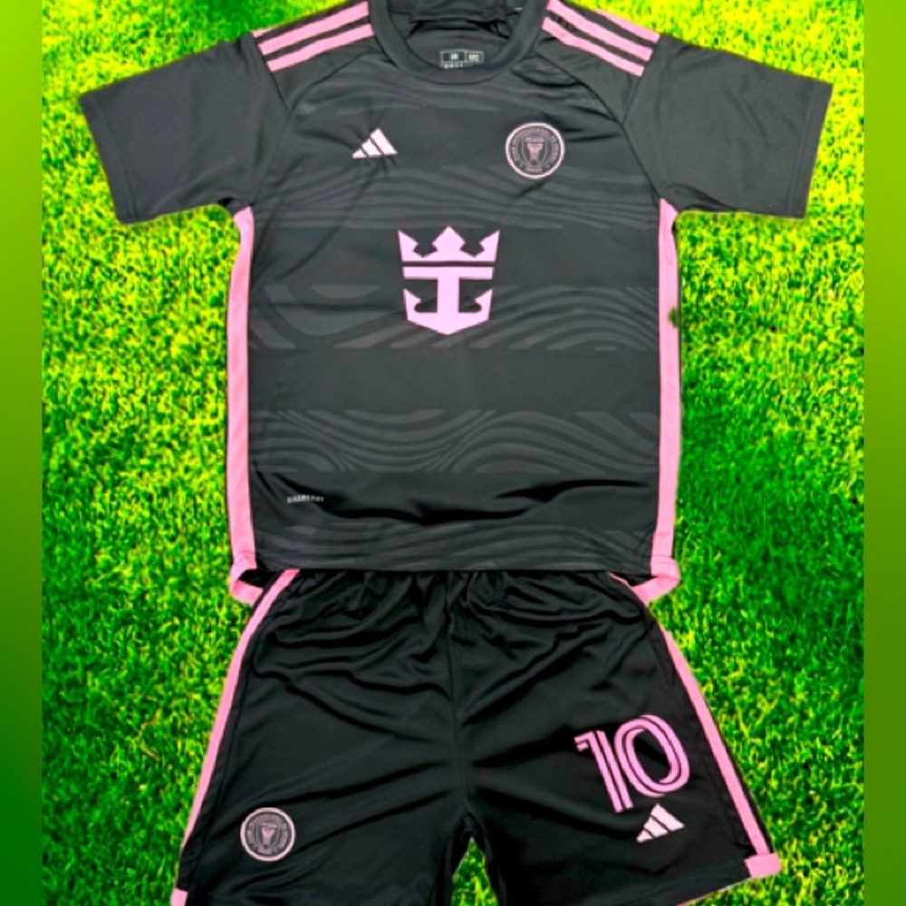 Kids Messi Adidas Jersey 25-26 Black Kit (Jersey + Shorts) Youth Set LARGE 10-12